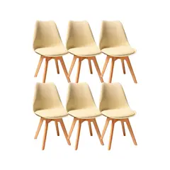 HABITA2 CHILE - Pack de 6 sillas de comedor acolchada Tulip Crema