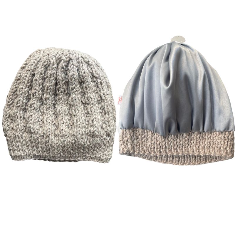 MARINA COLORINA - Gorro de lana con interior de satén gris