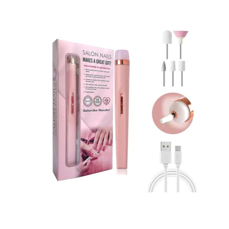 GENERICO - Kit Pulidor Torno Esmeril De Uñas Usb Portátil Fresas