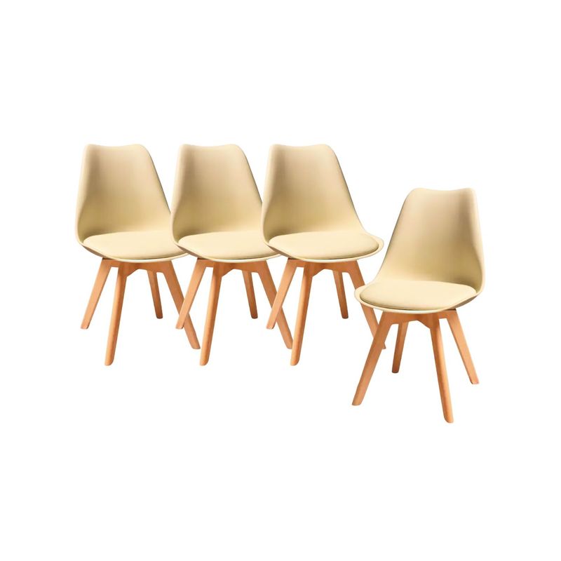 HABITA2 CHILE - Pack de 4 sillas de comedor acolchada Tulip Crema