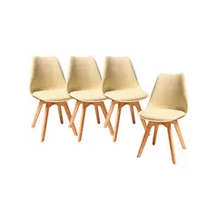 HABITA2 CHILE - Pack de 4 sillas de comedor acolchada Tulip Crema
