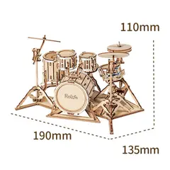 ROBOTIME - Drum Kit Batería Musical Miniatura Puzzle 3d