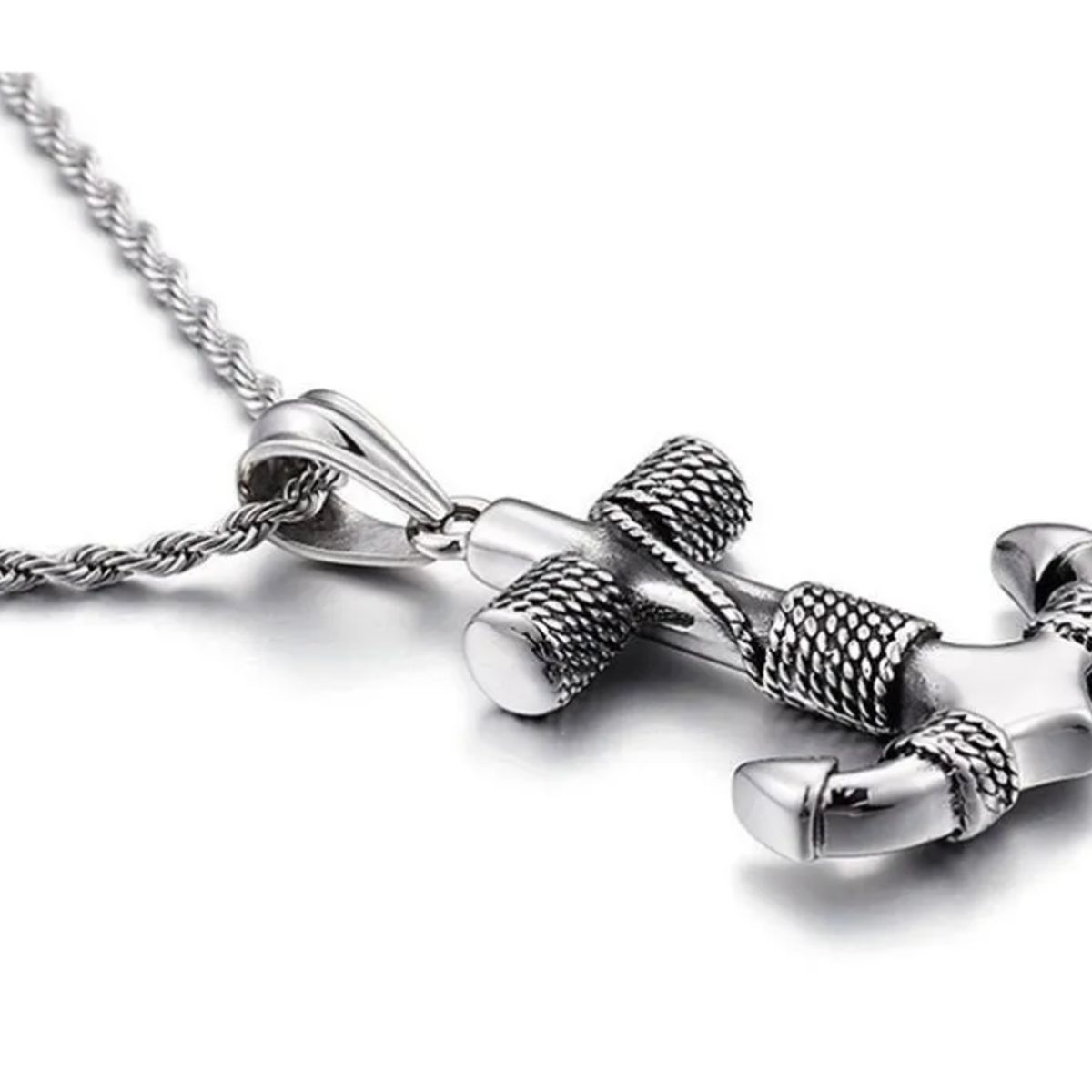 GENERICO - Collar Ancla Silver Titanio Hombre Man Moda Masculina Royal Madriz