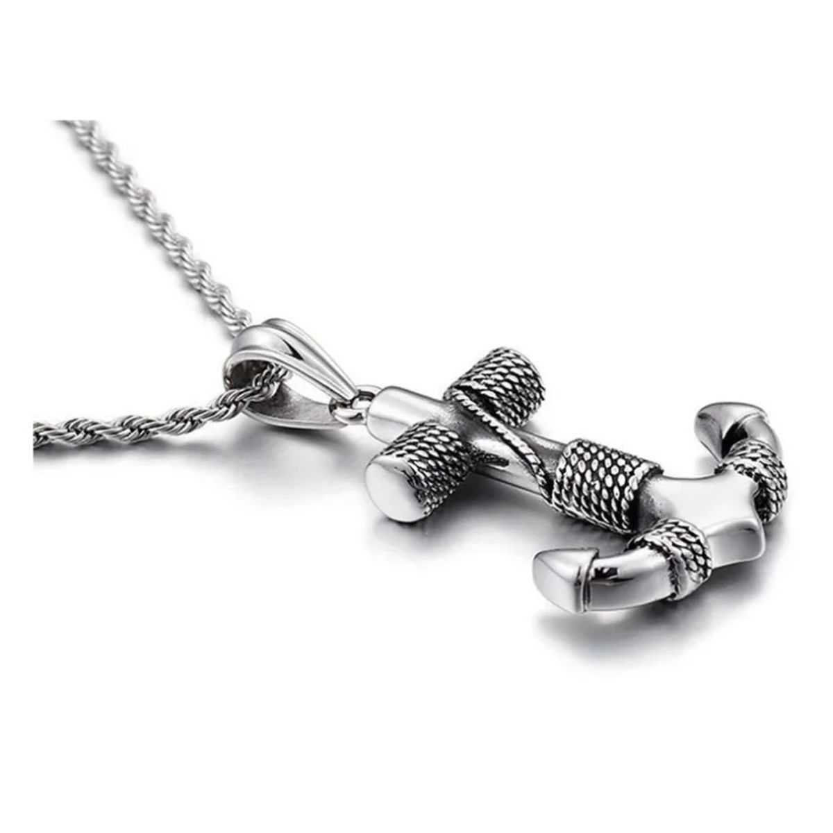GENERICO - Collar Ancla Silver Titanio Hombre Man Moda Masculina Royal Madriz