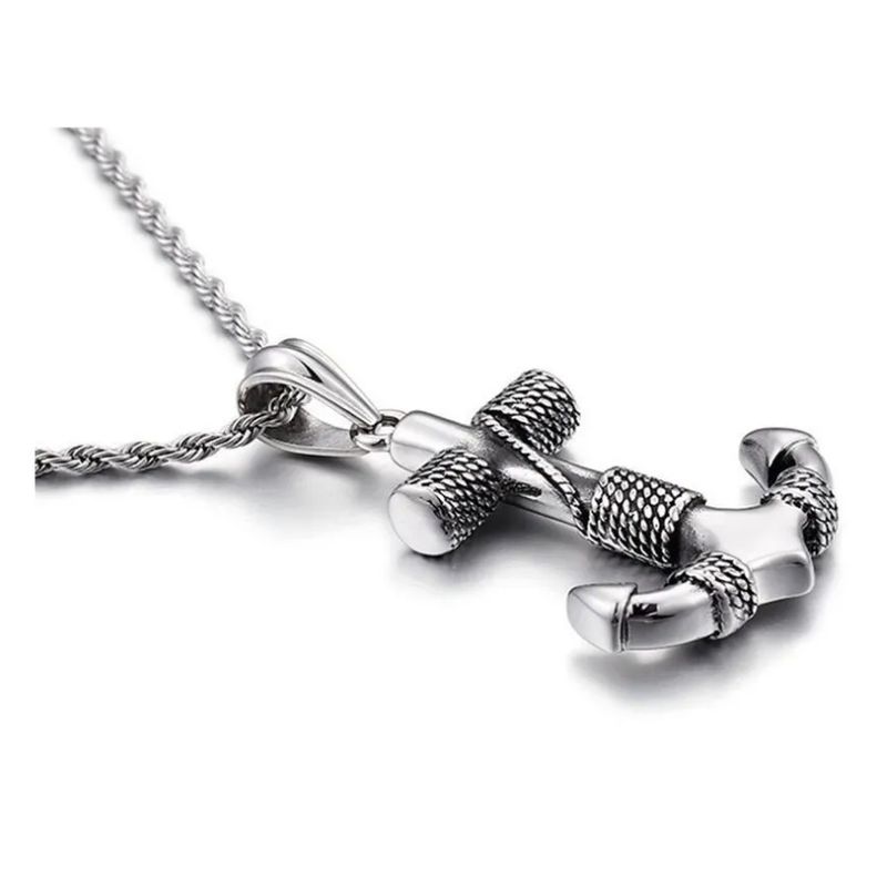 GENERICO - Collar Ancla Silver Titanio Hombre Man Moda Masculina Royal Madriz