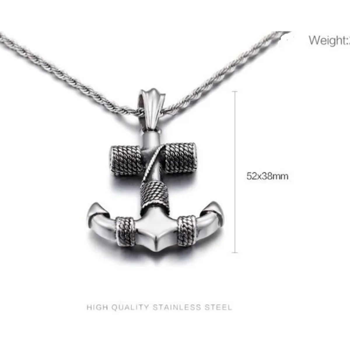 GENERICO - Collar Ancla Silver Titanio Hombre Man Moda Masculina Royal Madriz