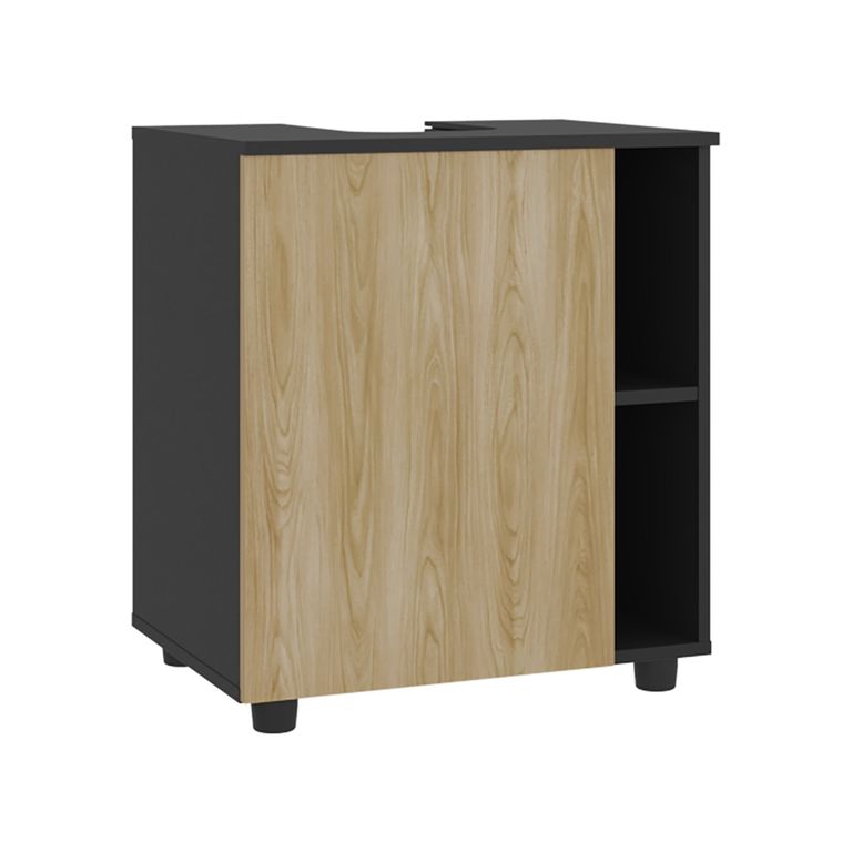 Mueble Para Lavamanos 1 Puerta 4 Espacios Negro Y Cafe Claro