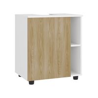 Mueble Para Lavamanos 1 Puerta 4 Espacios Blanco Y Café Claro
