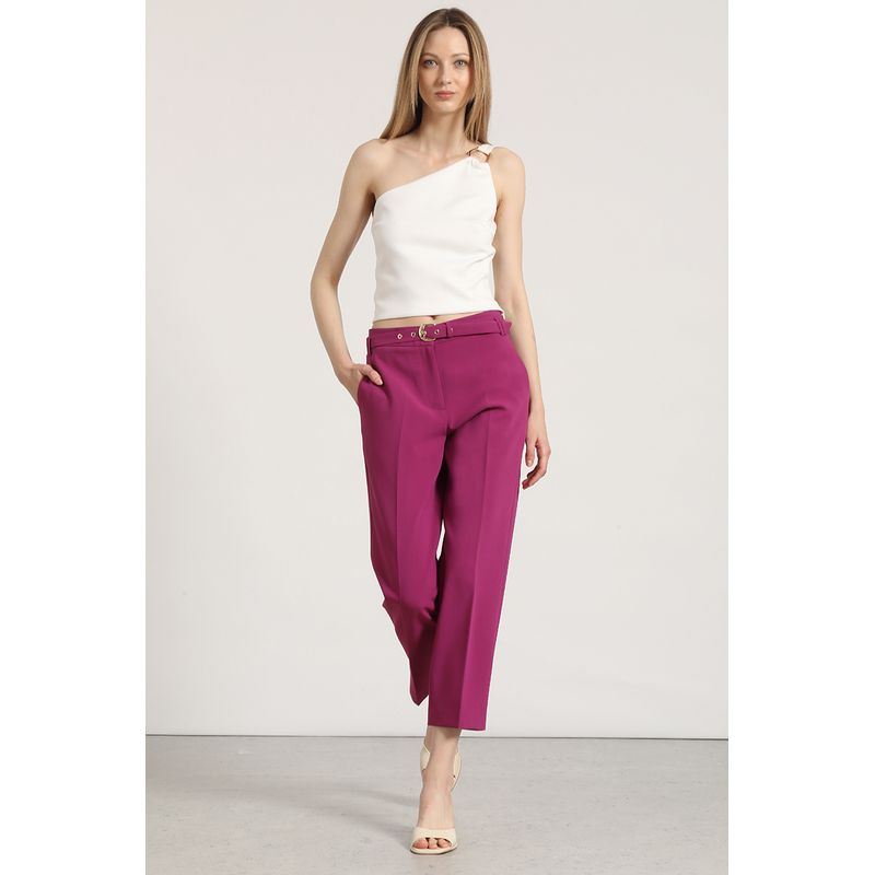 LIOLA - Pantalon sastre con cinturón Liola mujer ciruela