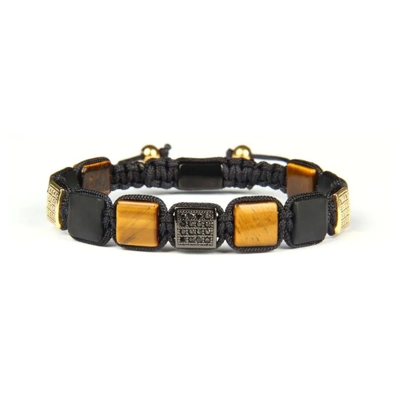 GENERICO - Pulsera Ojo De Tigre Onix Cubico Hombre Mujer Royal Madriz