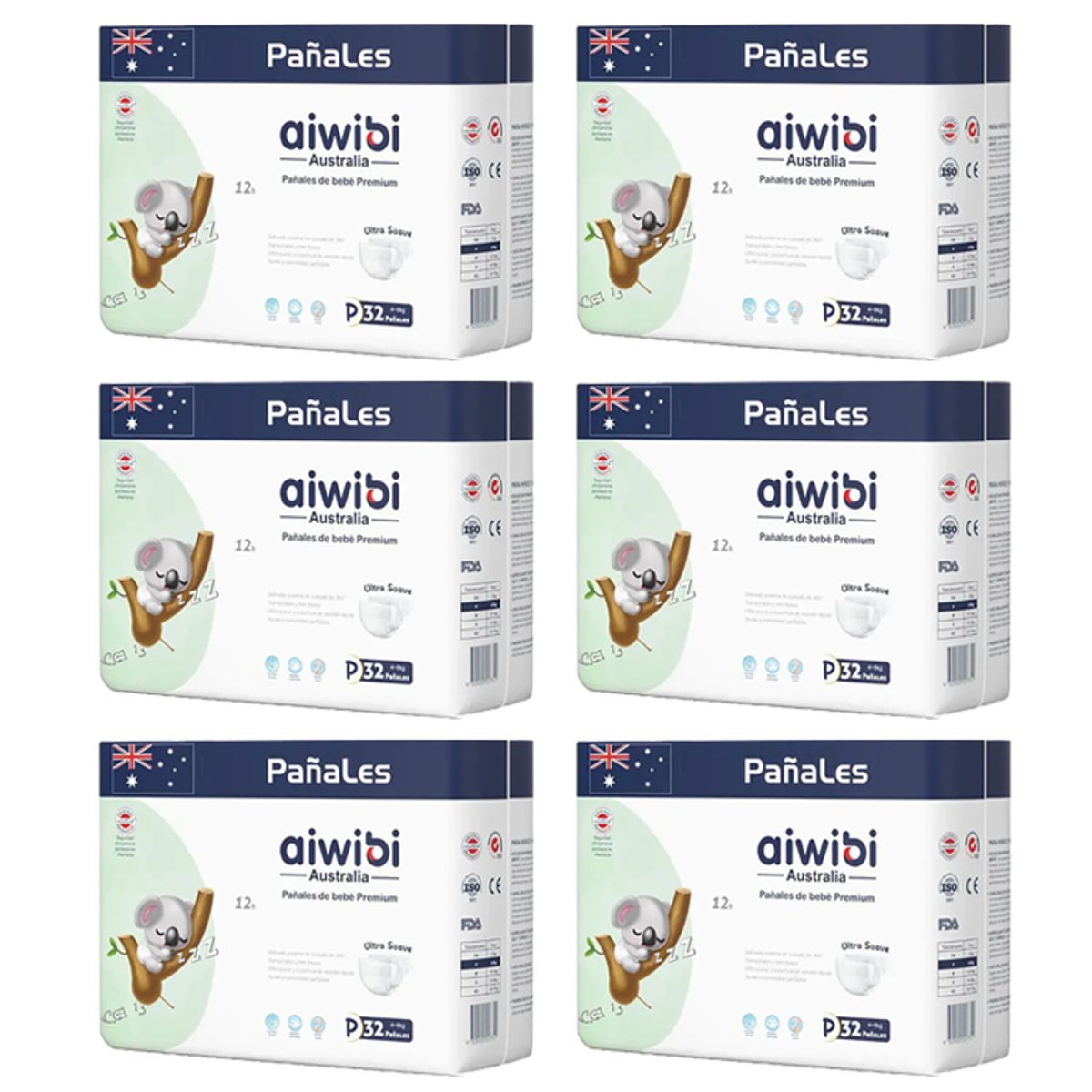 AIWIBI - Pañal Aiwibi Premium X6 P 32 (192 Pañales)
