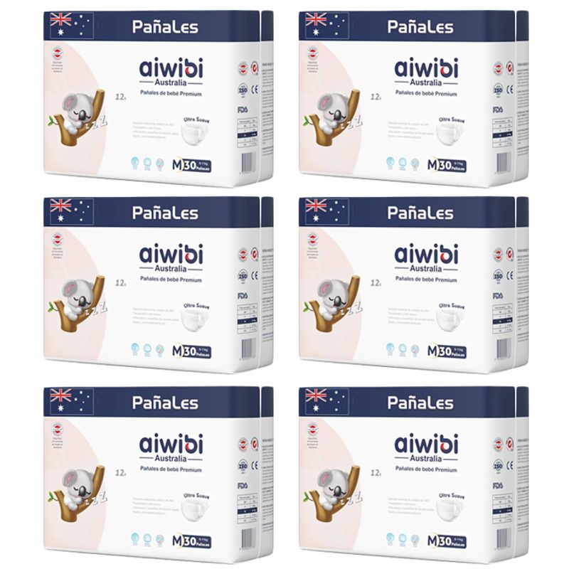 AIWIBI - Pañal Aiwibi Premium X6 M 30 (180 Pañales)