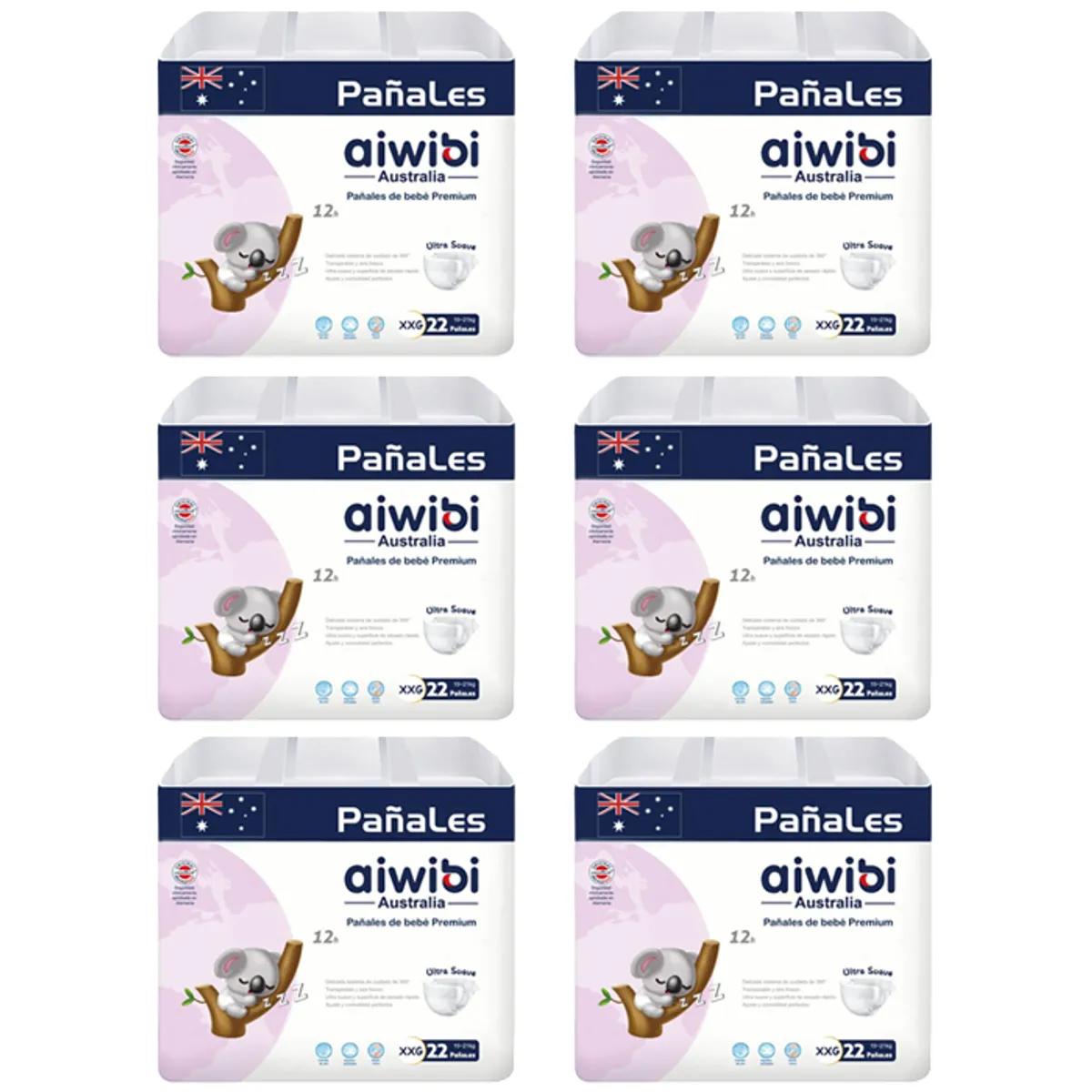 AIWIBI - Pañal Aiwibi Premium X6 XXG 22 (132 Pañales)