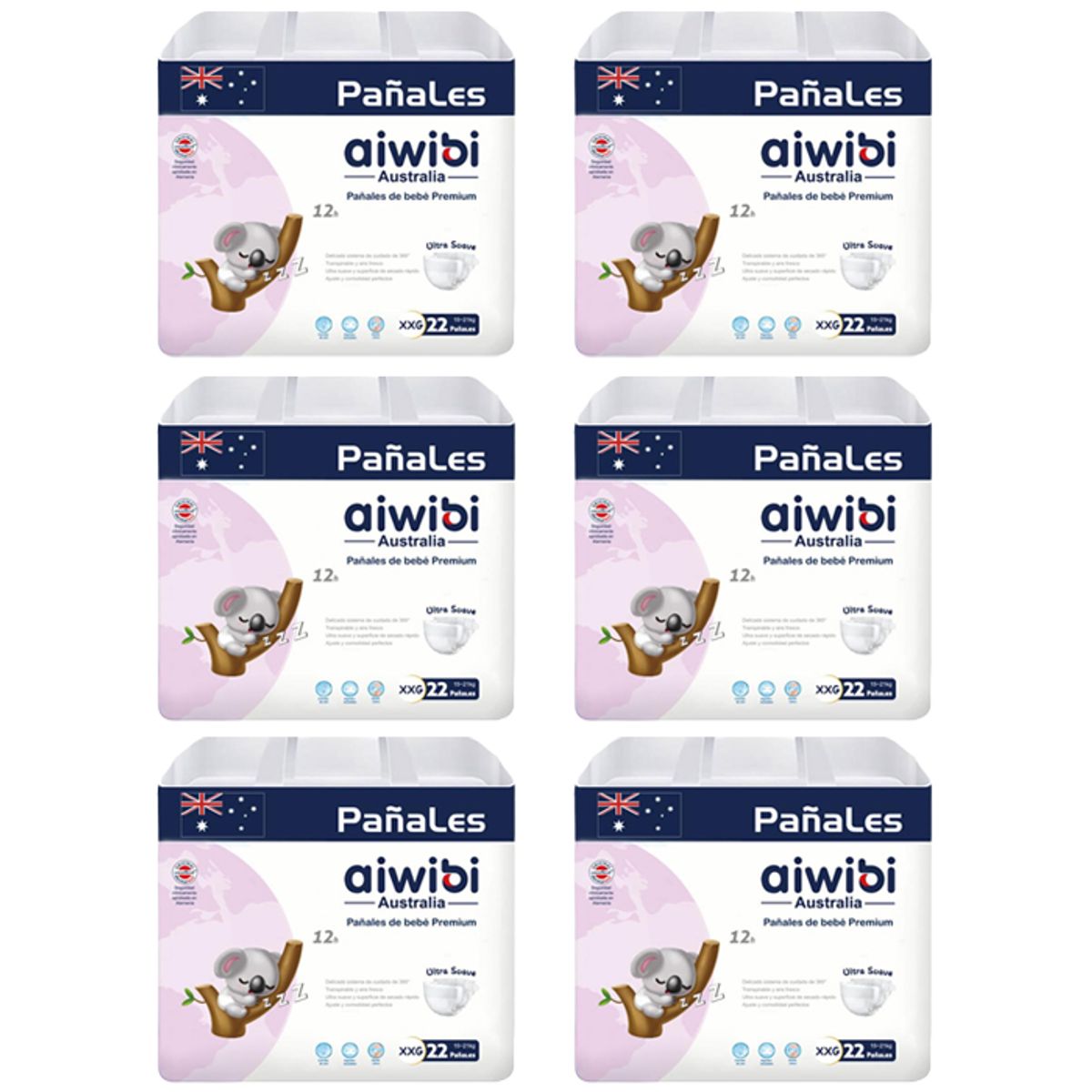 AIWIBI - Pañal Aiwibi Premium X6 XXG 22 (132 Pañales)