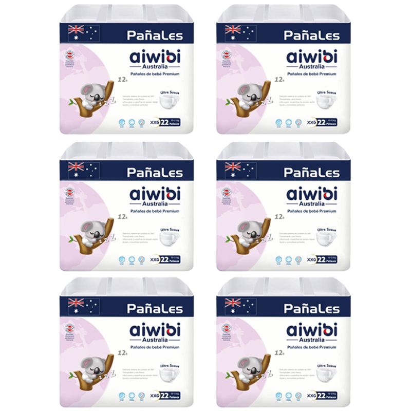 AIWIBI - Pañal Aiwibi Premium X6 XXG 22 (132 Pañales)