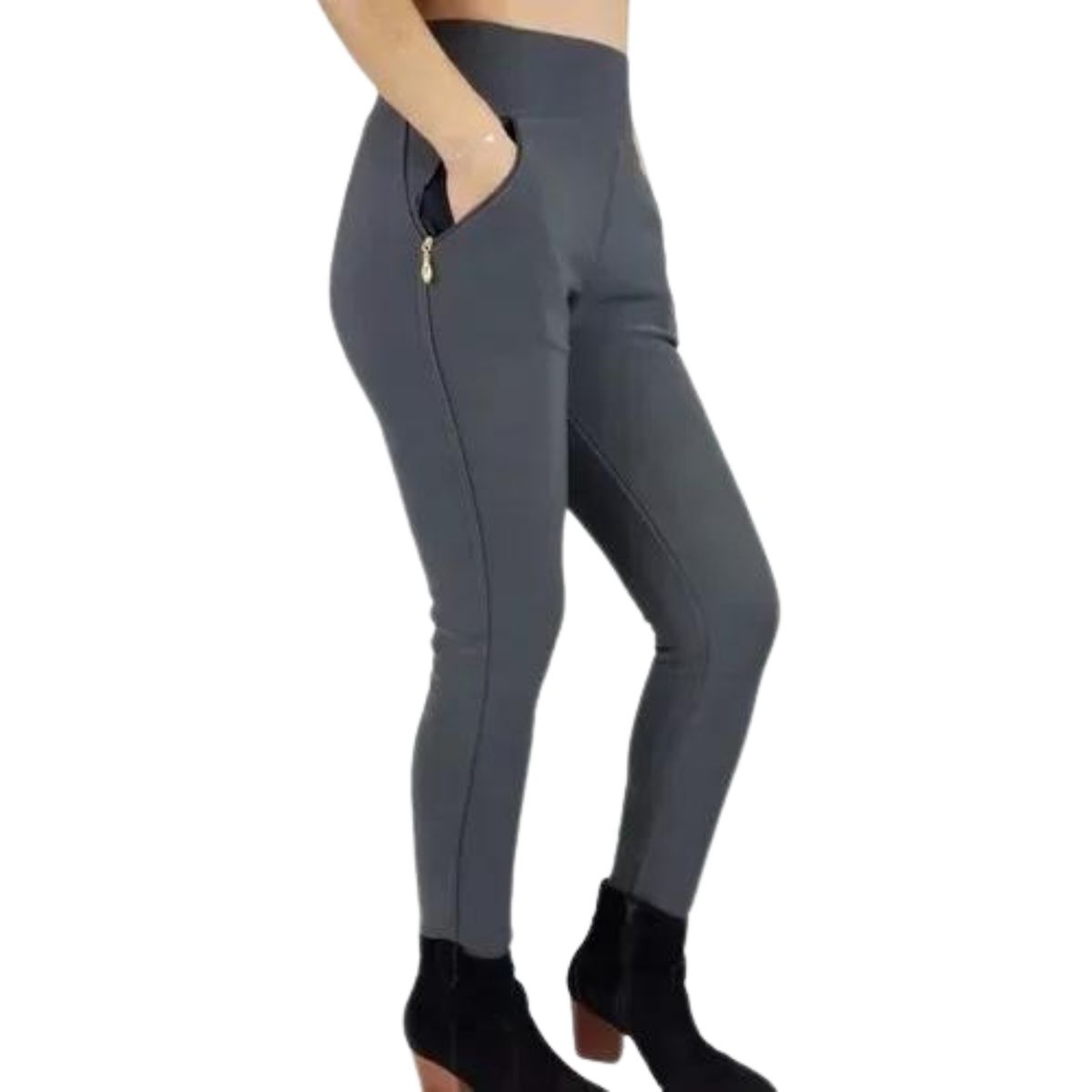 LIKE SHOP - Pantalón Calza Mujer Invierno Forro Interior Piel Bolsillos Cierre H1