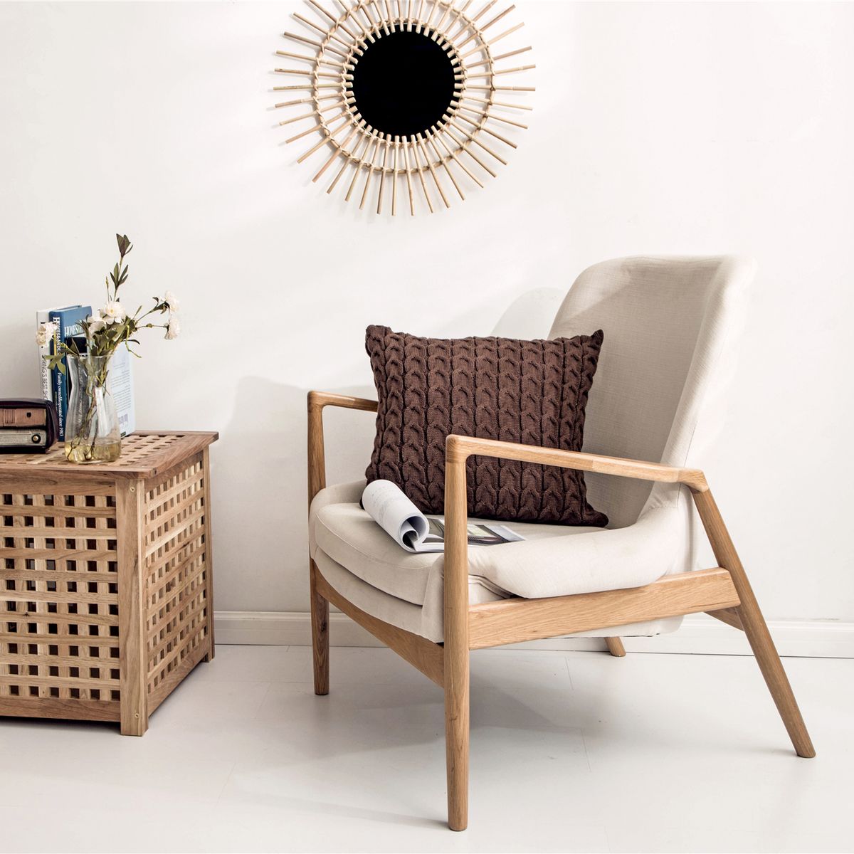 L LARENTIA - Funda Cojin Decorativo 45x45 Boho Larentia Acrilico Marrón Oscuro