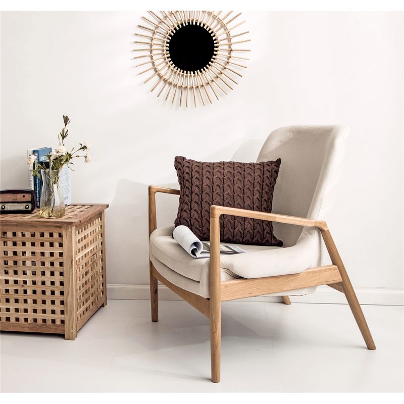 L LARENTIA - Funda Cojin Decorativo 45x45 Boho Larentia Acrilico Marrón Oscuro