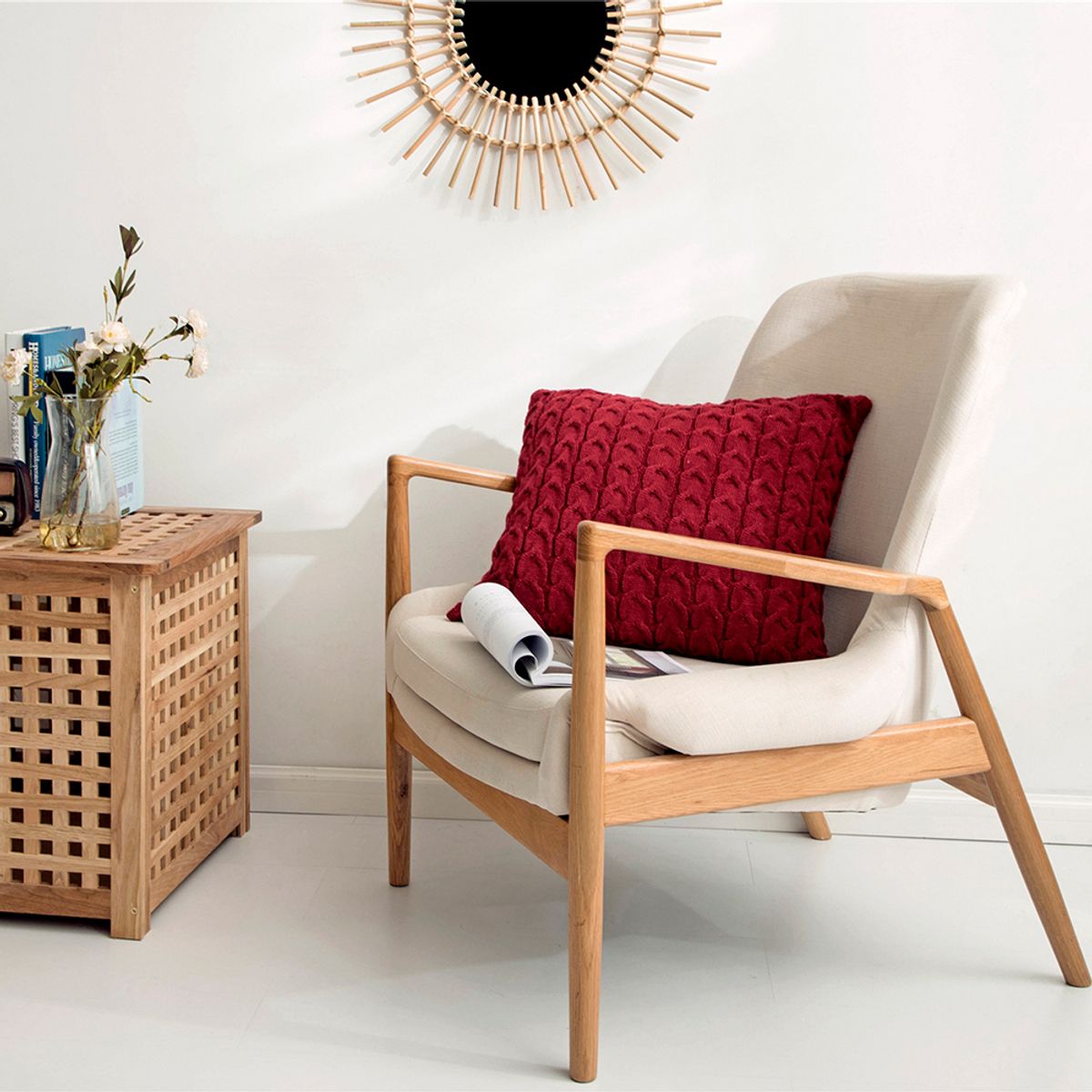 L LARENTIA - Funda Cojin Decorativo 45x45 Boho Larentia Acrilico Rojo