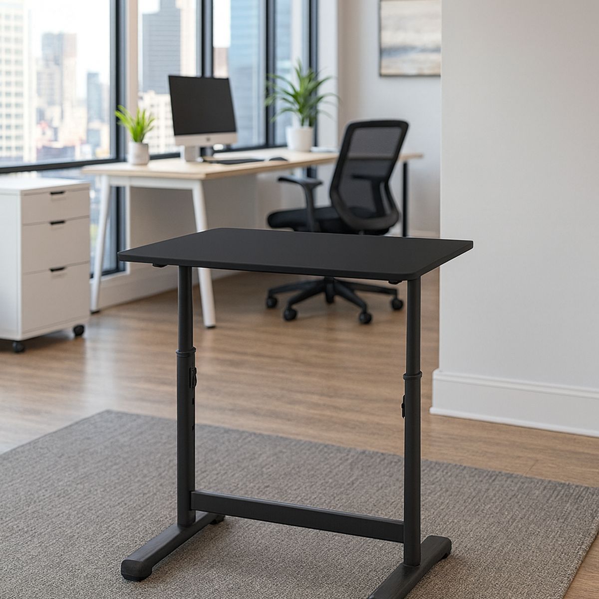 COSAS CASA - Escritorio con Altura Ajustable 80x60x63-86cm Funcional Bilbao Negro