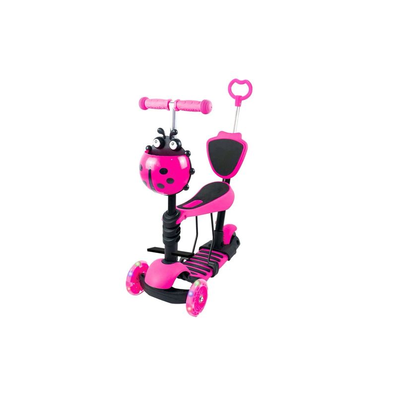 GENERICO - Scooter Monopatín 5 en 1 y ruedas con luces - Rosa