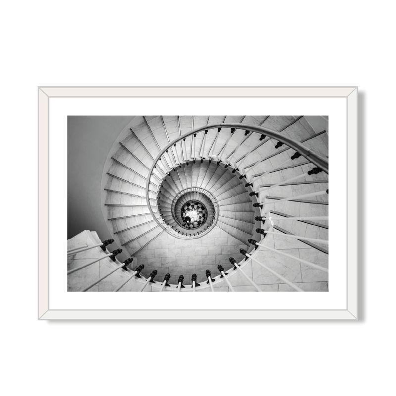 ALCUADRADO - Cuadro individual horizontal Vista abstracta de escalera Blanco 50x70