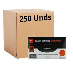 CLEANCARRIER - Guantes Nitrilo Naranjo Diamantado 8.5 Grs Pro M X250unds