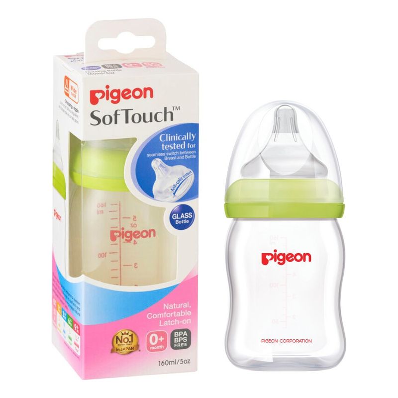 PIGEON - Mamadera Anti-cólicos Softouch Vidrio 160 Ml