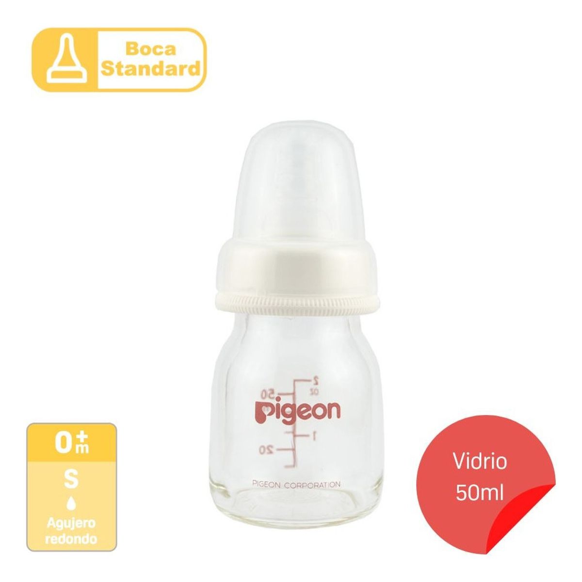 PIGEON - Biberón Pigeon Boca Standard (vidrio) 50 Ml