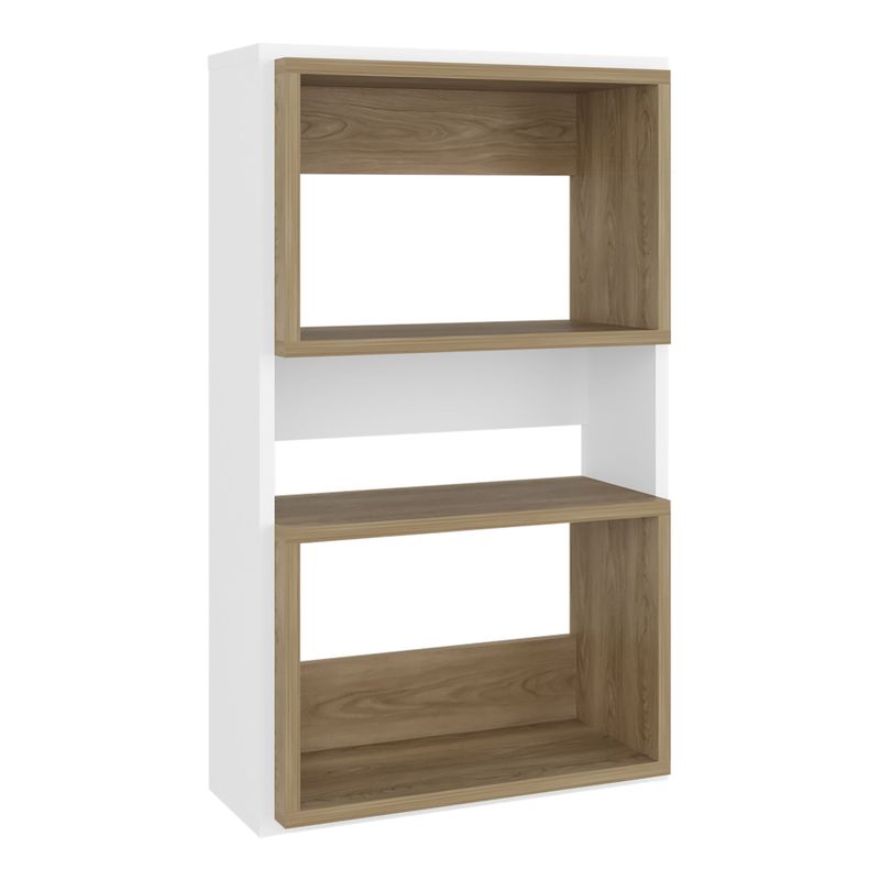 FMFURNITURE - Mueble Auxilar Muro Baño Eco Blanco Y Café Claro
