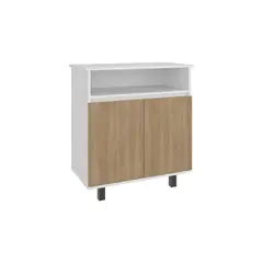 FMFURNITURE - Estacion De Café 2 Puertas Blanco Y Café Claro