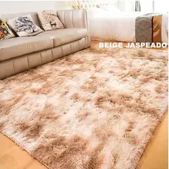 GENERICO - Alfombra Peluda Living Hogar 150x200 cm Beige Jaspeado