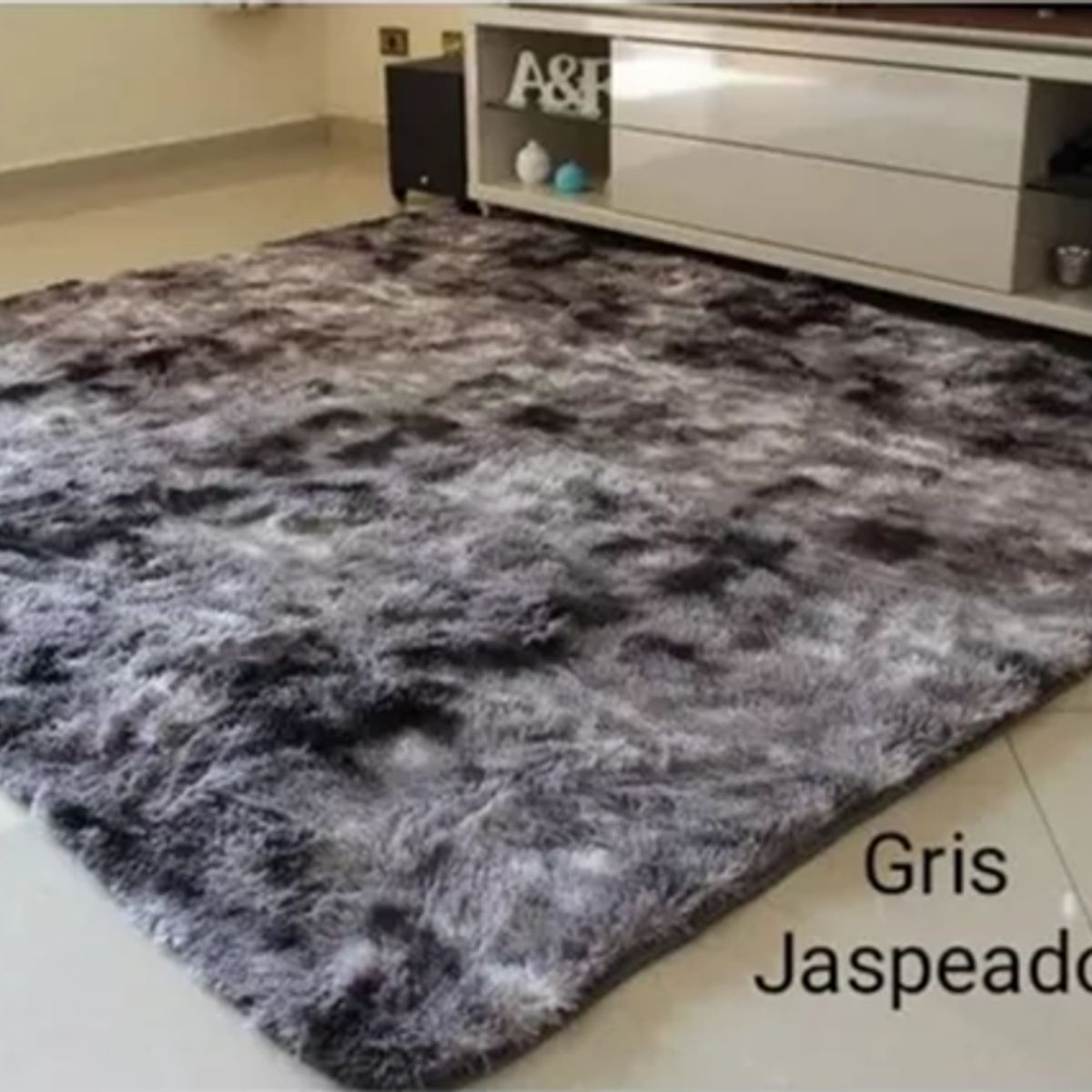 GENERICO - Alfombra Peluda Living Hogar 150x200 cm Gris Jaspeado