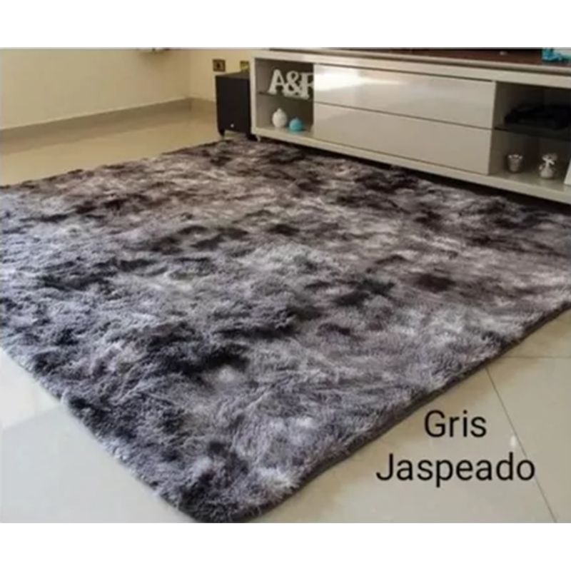 GENERICO - Alfombra Peluda Living Hogar 150x200 cm Gris Jaspeado