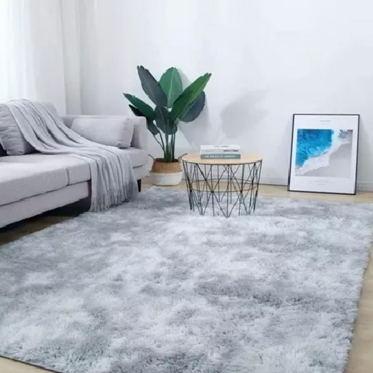 GENERICO - Alfombra Peluda Grande 2x24 m Gris Claro Jaspeado