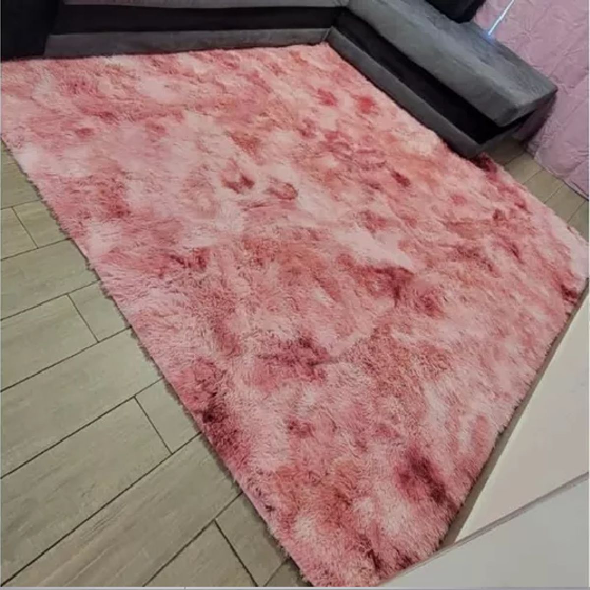 GENERICO - Alfombra Peluda Grande 2x24 m Rosado Jaspeado