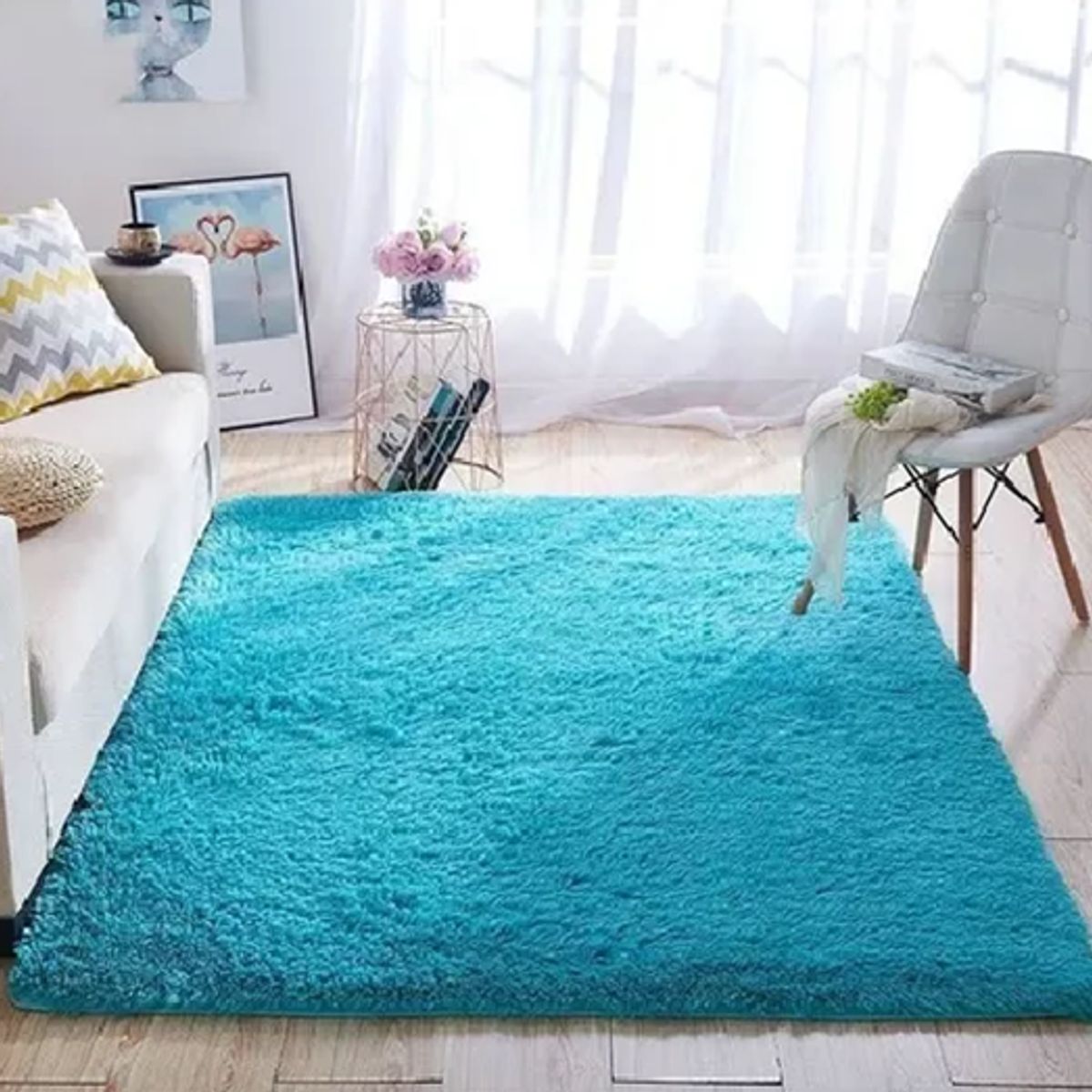 GENERICO - Alfombra Peluda Grande 2x24 m Turquesa
