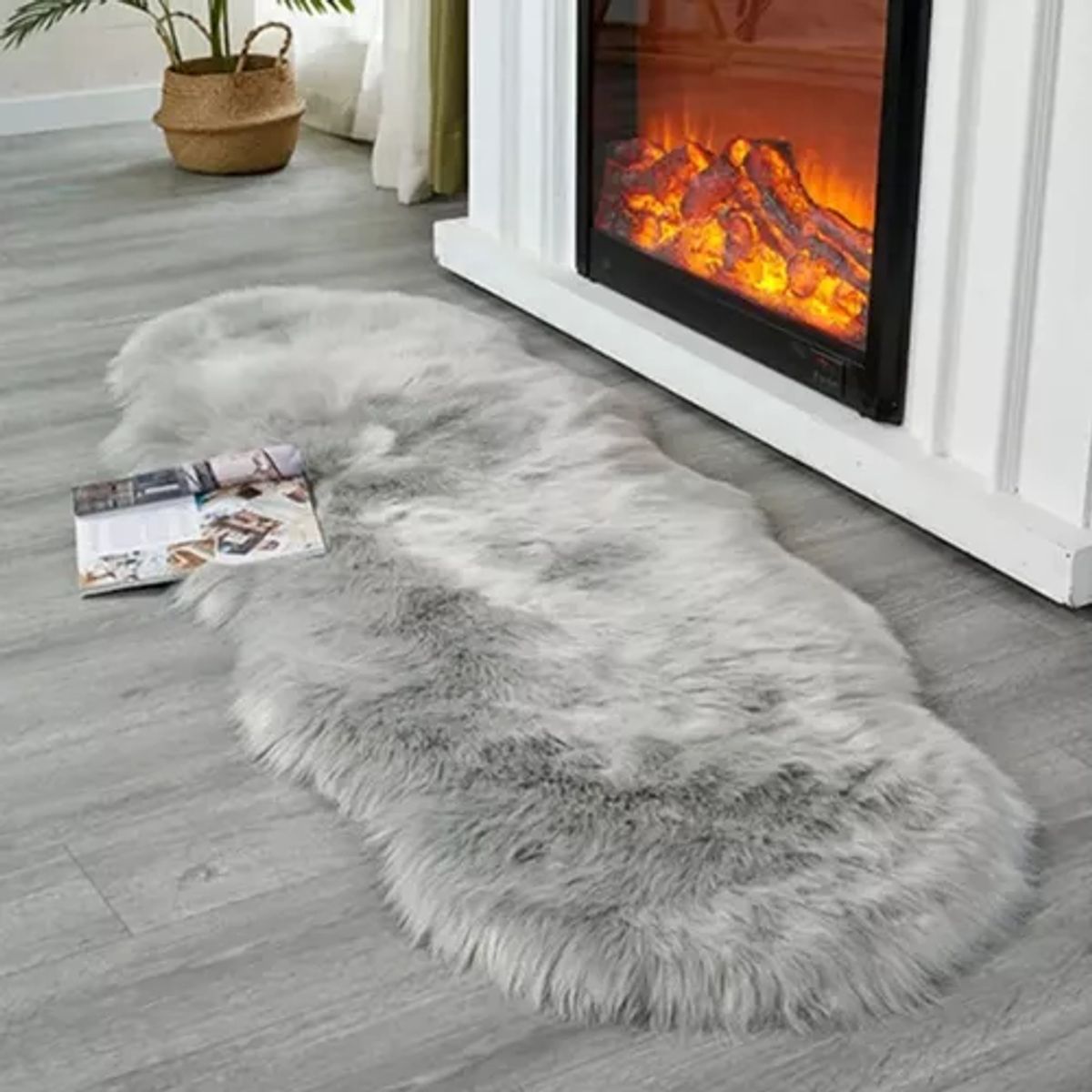 GENERICO - Alfombra Peluda Bajada de Cama 180x60 cm Gris Claro