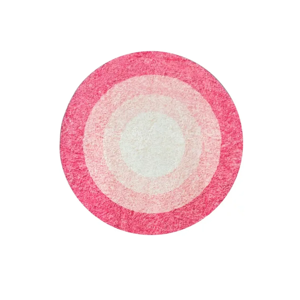GENERICO - Alfombra Redonda 100 cm Super Suave Circulos Fucsia