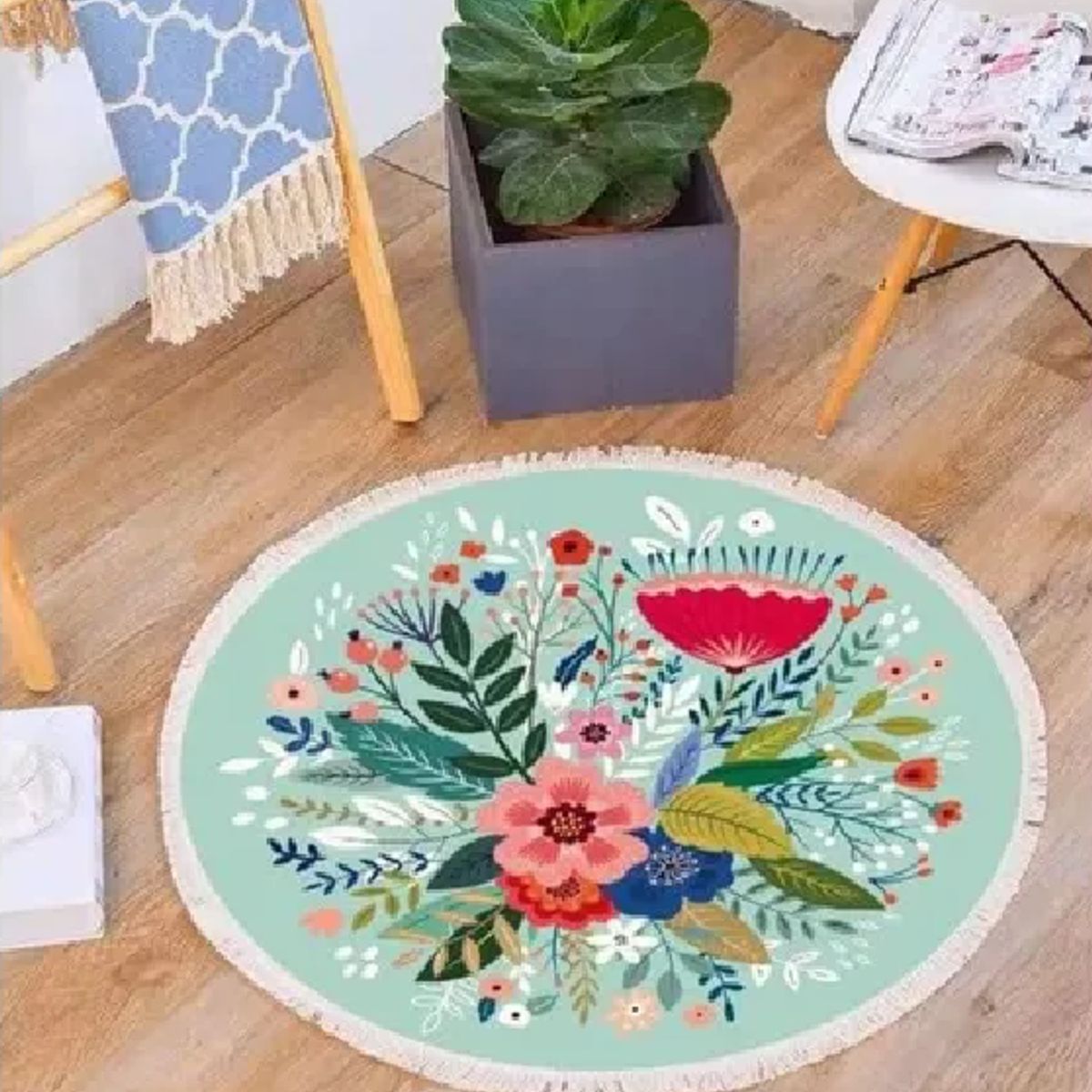 GENERICO - Alfombra Redonda 120 cm Quilín de LinoAlgodón Agua