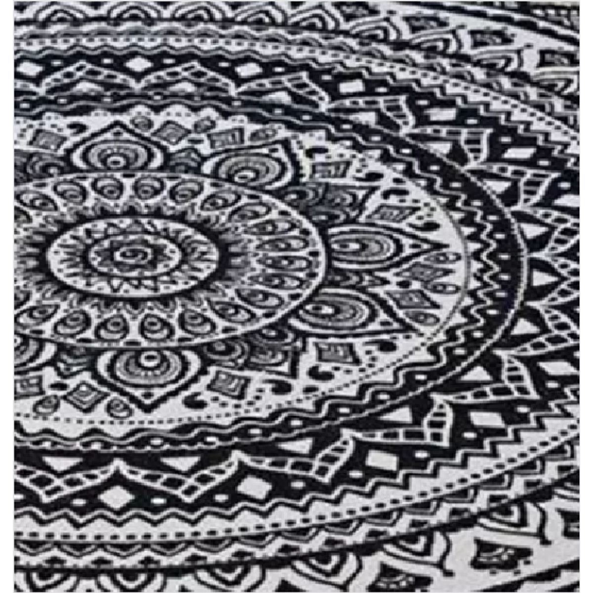 GENERICO - Alfombra Redonda 120 cm Quilín de LinoAlgodón Negro