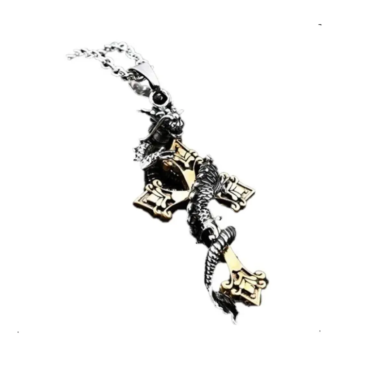 GENERICO - Collar Dragon Cruz Hombres Caballeros Moda Masculina