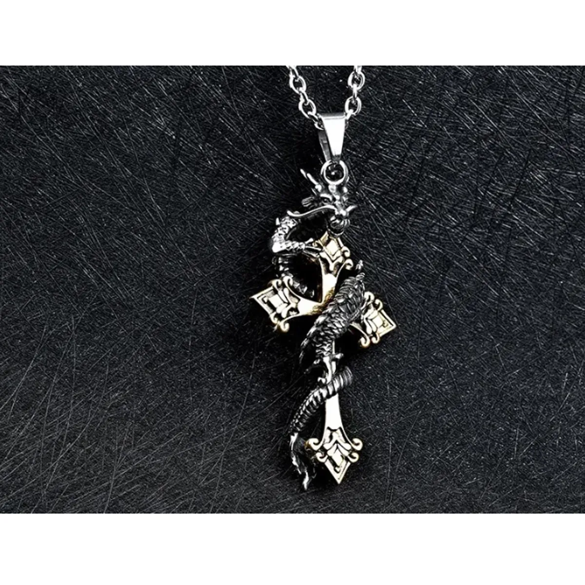 GENERICO - Collar Dragon Cruz Hombres Caballeros Moda Masculina