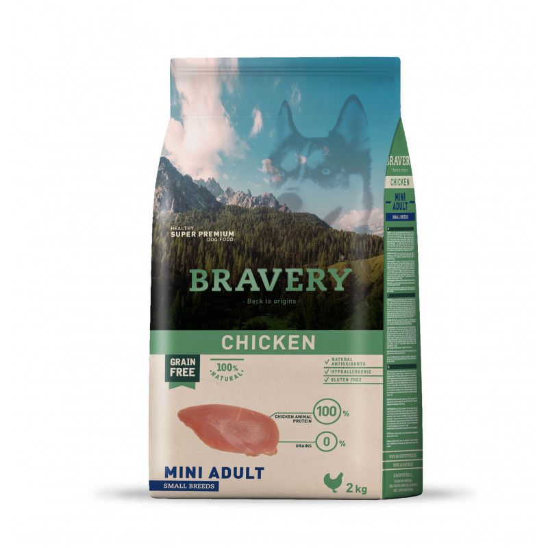 BRAVERY - Bravery Pollo  perro Mini Adulto – 2Kg