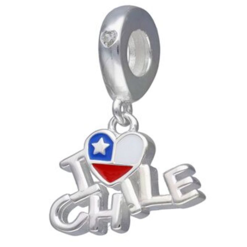 GENERICO - Colgante Charm Bandera de Chile Esmaltado en Plata 925