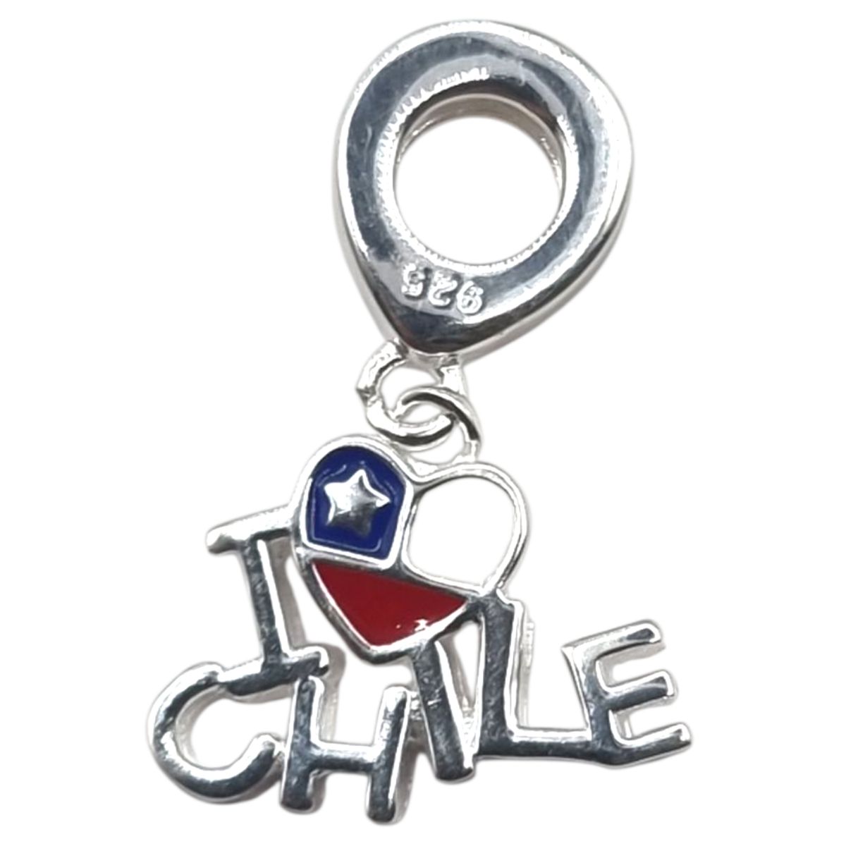LK LUKSO - Colgante Charm Bandera de Chile Esmaltado en Plata 925