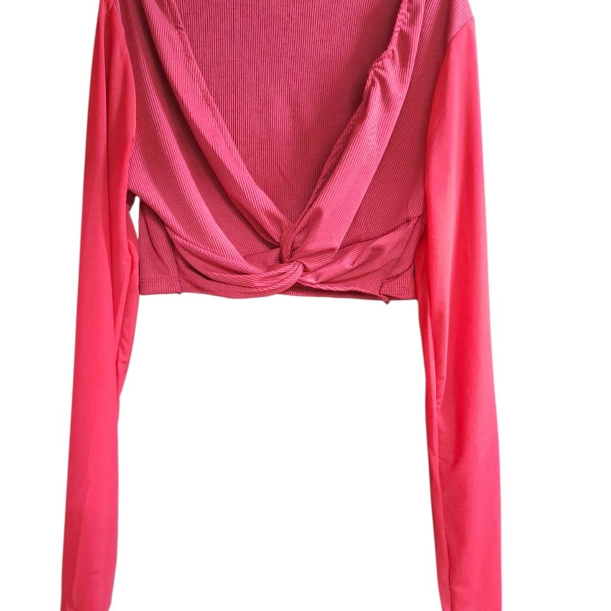 GARSIL - Crop Top Para Mujer Manga Larga Con Escote En V