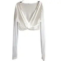 GARSIL - Crop Top Para Mujer Manga Larga Con Escote En V