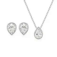 BLOOM CRYSTAL - Set Lágrima Brillante Cristal Austriaco Collar y Aros Rodio