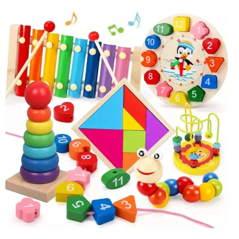 GENERICO - Pack 6 Juguetes Didácticos De Madera Para Niños Montessori